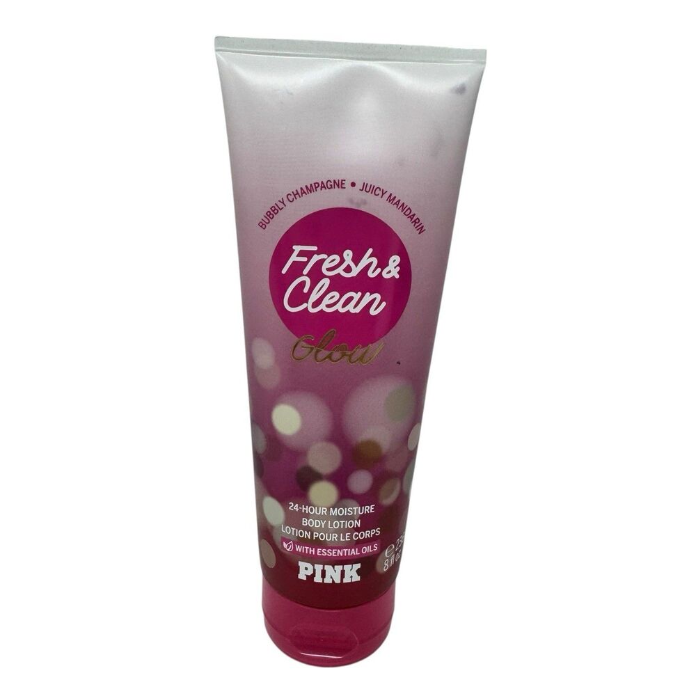 VICTORIAโS SECRET PINK FRESH & CLEAN GLOW FRAGRANCE BODY LOTION CREAM 8 oz New